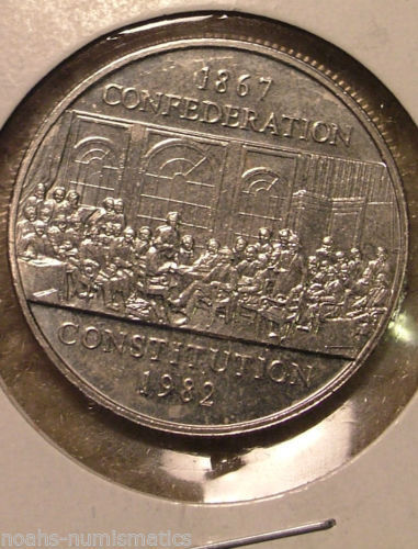 WOW 1867 1982 Canada Nickel One Dollar Canadian $1 Confederation Constitution