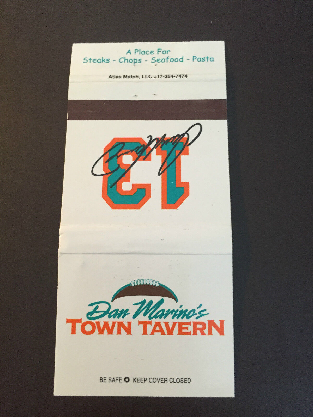 Dan Marino\'s Town Tavern - Miami Dolphins Vintage Matchbook Cover 