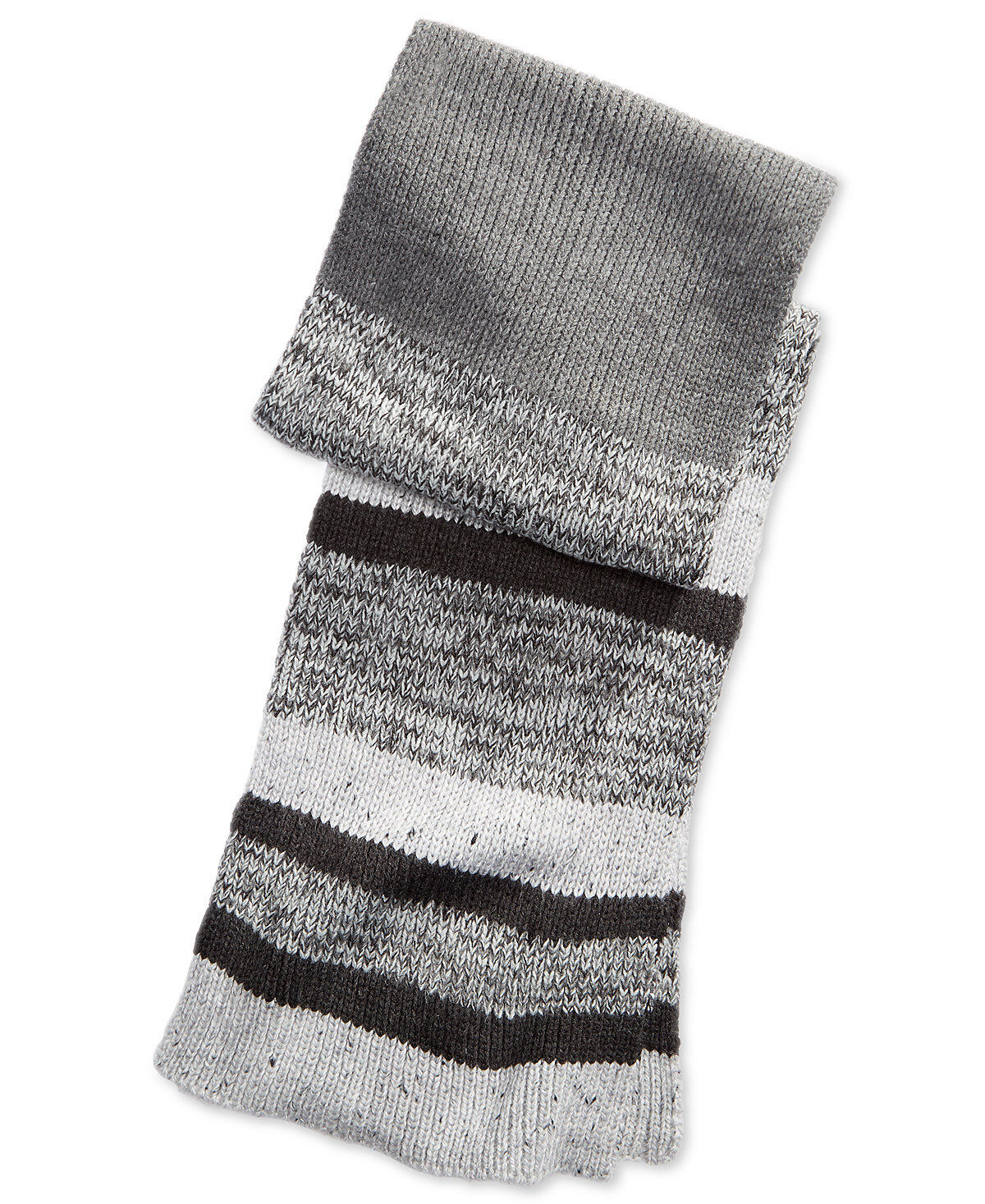 $96 Alfani Men Gray Black Striped Knit Scarves Winter Shawl Warm Muffler Scarf