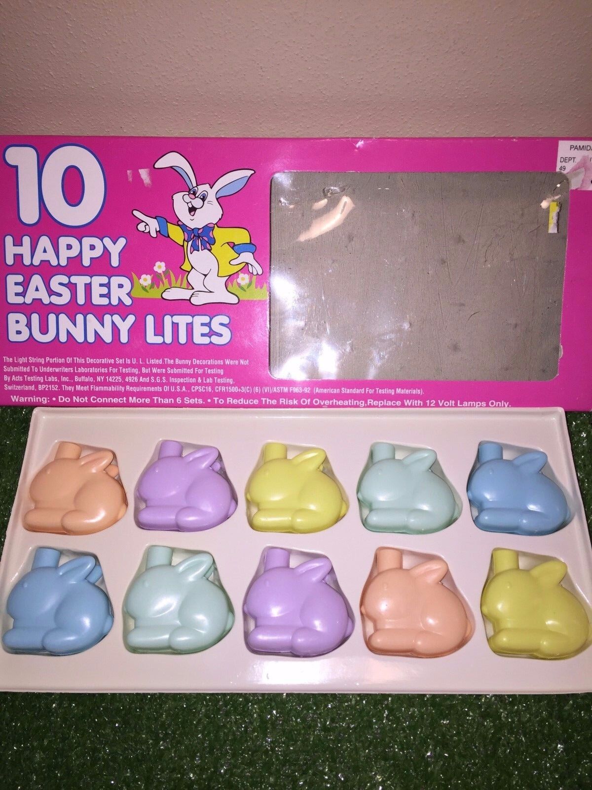 New Set Of Ten Easter Blow Mold Pastel Colored Bunny Lights 