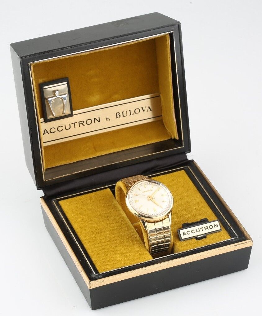 Vintage Men\'s 10k Gold-Filled Bulova Accutron Watch Movement 214 w/ Original Box