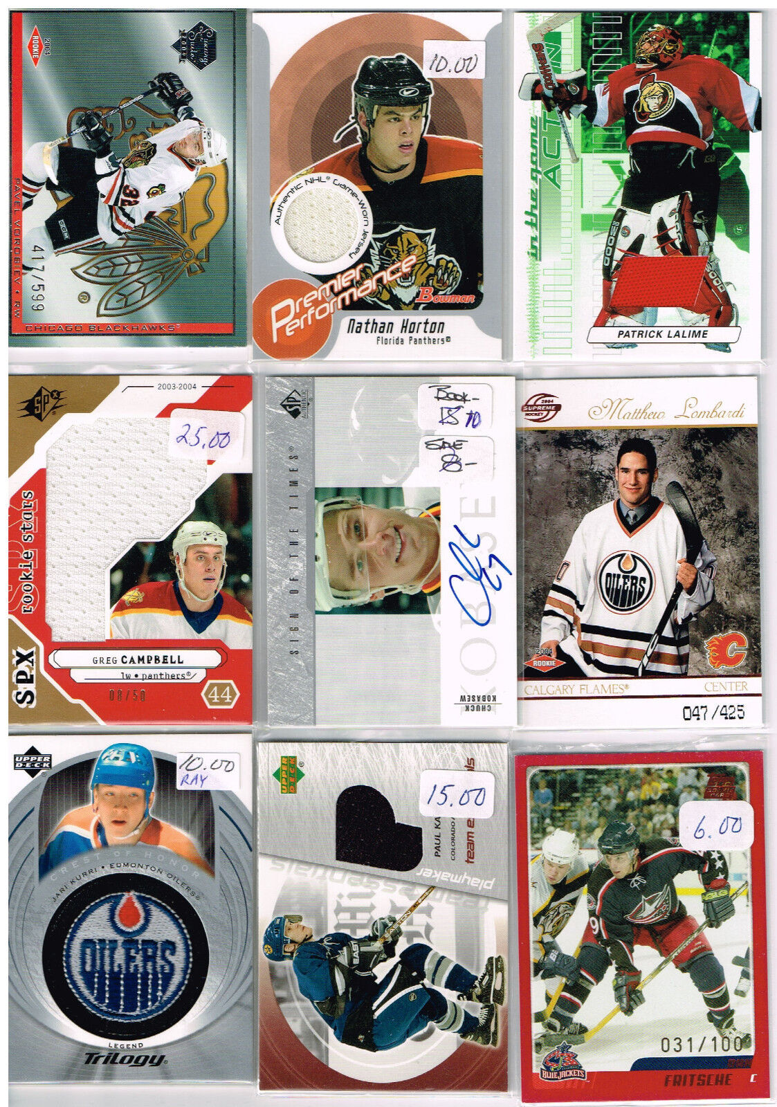 HUGE Lot Of 2003-04 Autos - Game Used - Rookies - Parallels - Inserts - Base