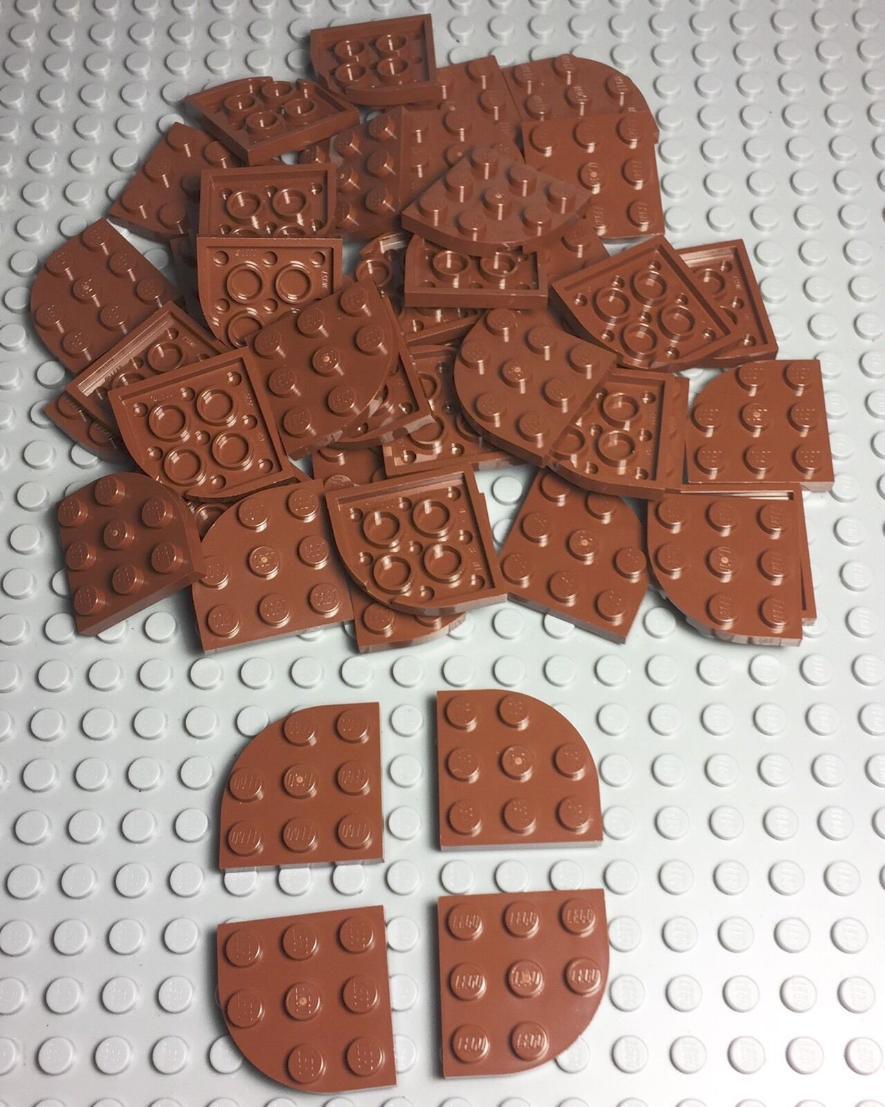 Lego 50 Pieces Reddish Brown 3x3 Round Corner Modified Plate Parts Bulk Lot