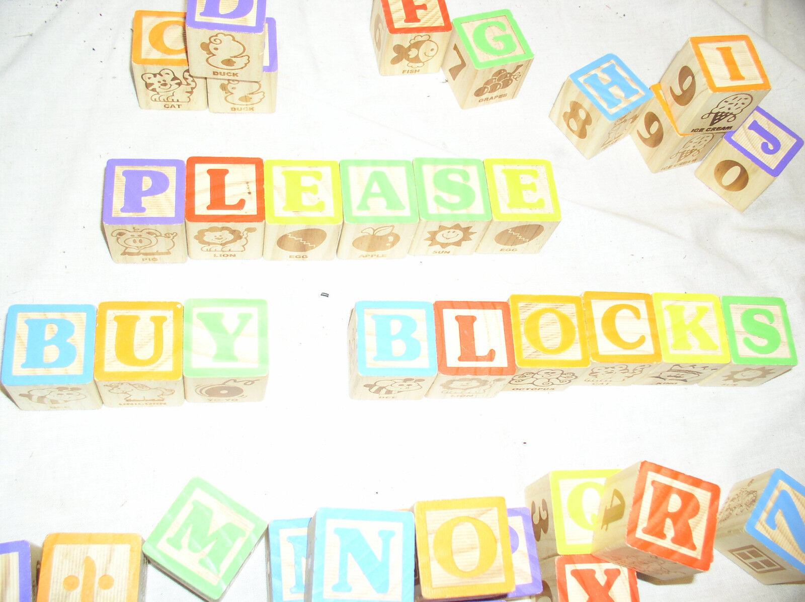 48 CHILDRENS WOOD WOODEN ALPHABET PICTURE BUILDING BLOCKS CHILDS LEARNING TOY