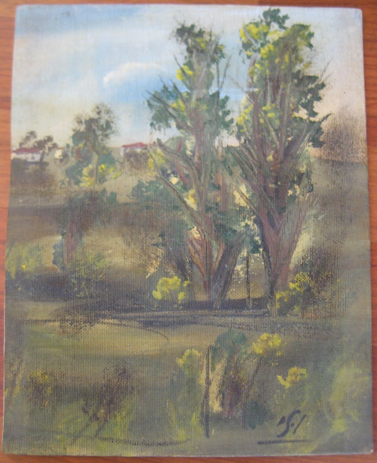 ANTIQUE  OR VINTAGE ISRAEL JEWISH RUSSIAN PAINTING OIL LANDSCAPE SIGNED