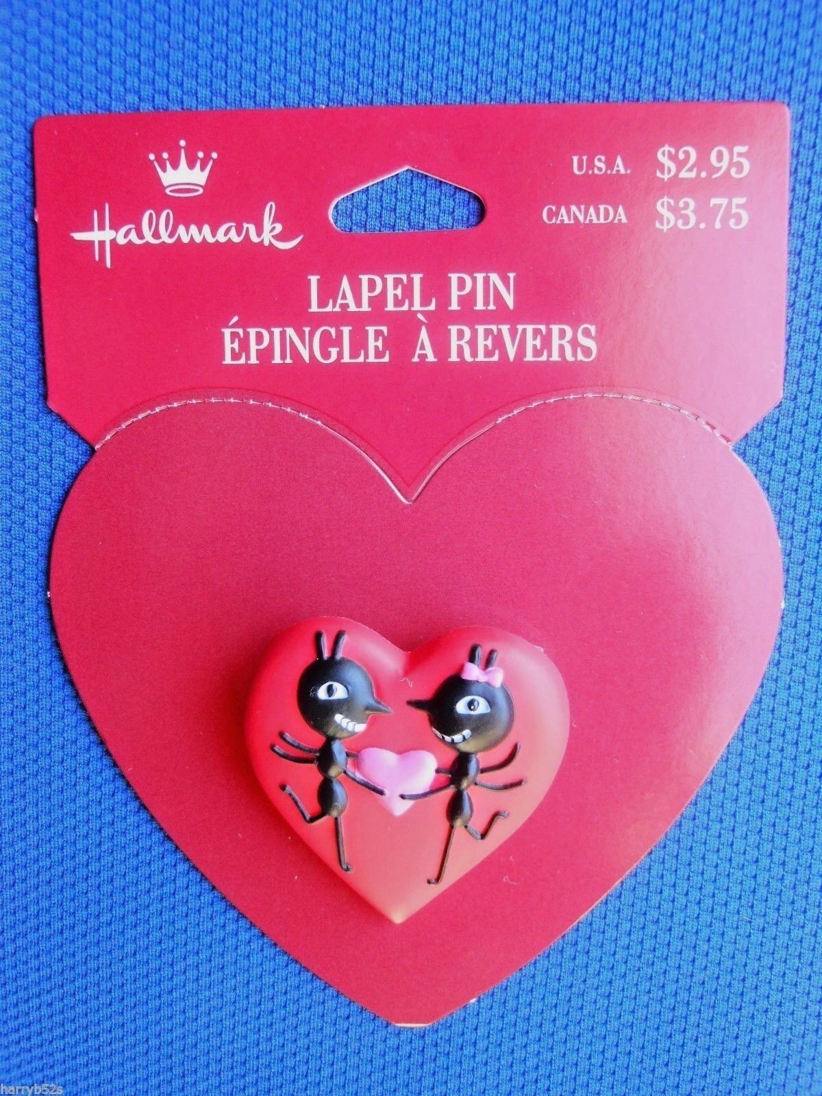 HALLMARK Valentine Day PIN Couple of Black Ants with Heart HOLIDAY LAPEL PIN-NOC