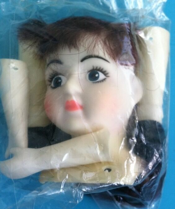 Vintage Plastic Doll Head With Parts Make Your Own Doll Halloween Fun Creepy