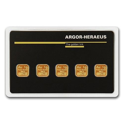 5x 1 gram Gold Bar - Argor-Heraeus (In Assay) #PAPPS75167 Lot 20161310