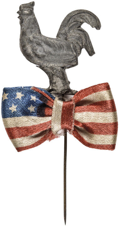 1888 Presidential Campaign Benjamin Harrison Metal Rooster/Flag Silk ... Lot 260