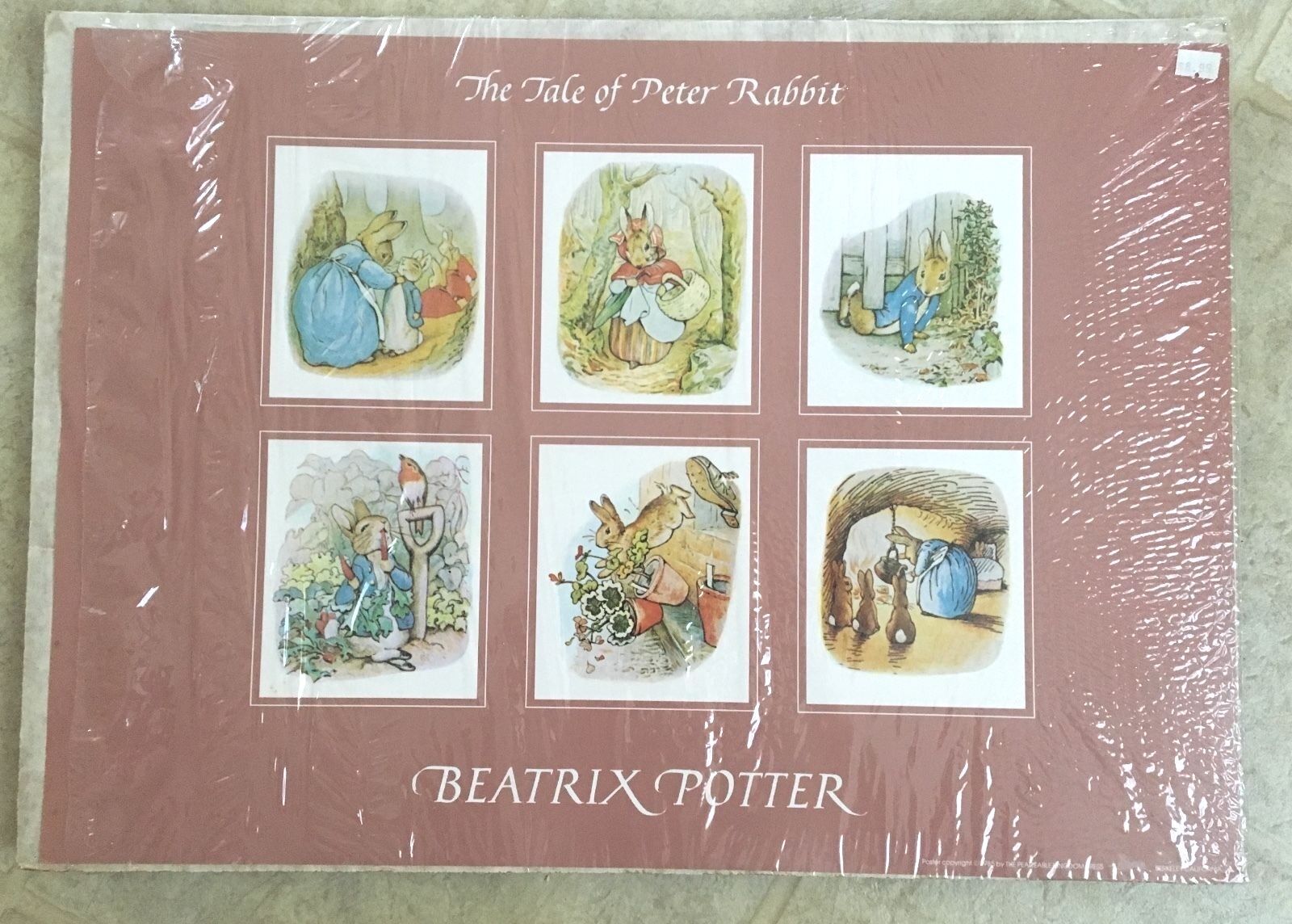 Vintage The Tale of Peter Rabbit Beatrix Potter Peaceable Kingdom Poster 1985