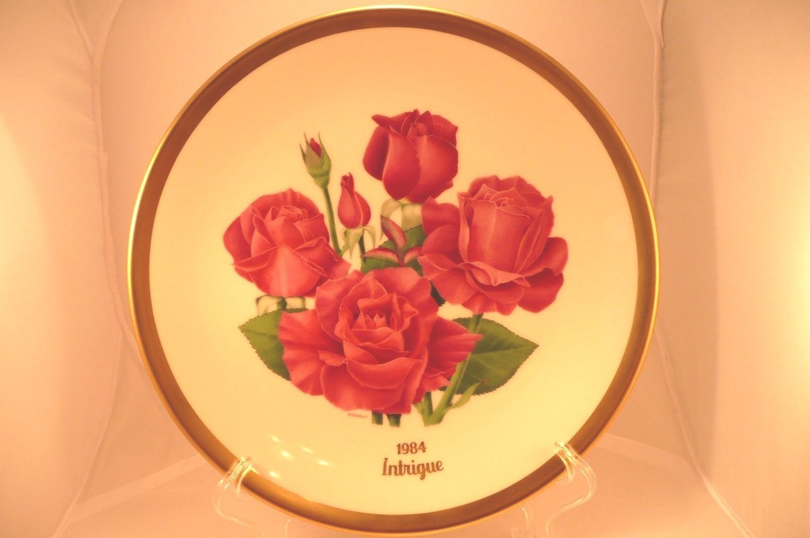 American Rose Society Collector’s Plate 1984 Intrigue Red Gold Trim Numbered LE
