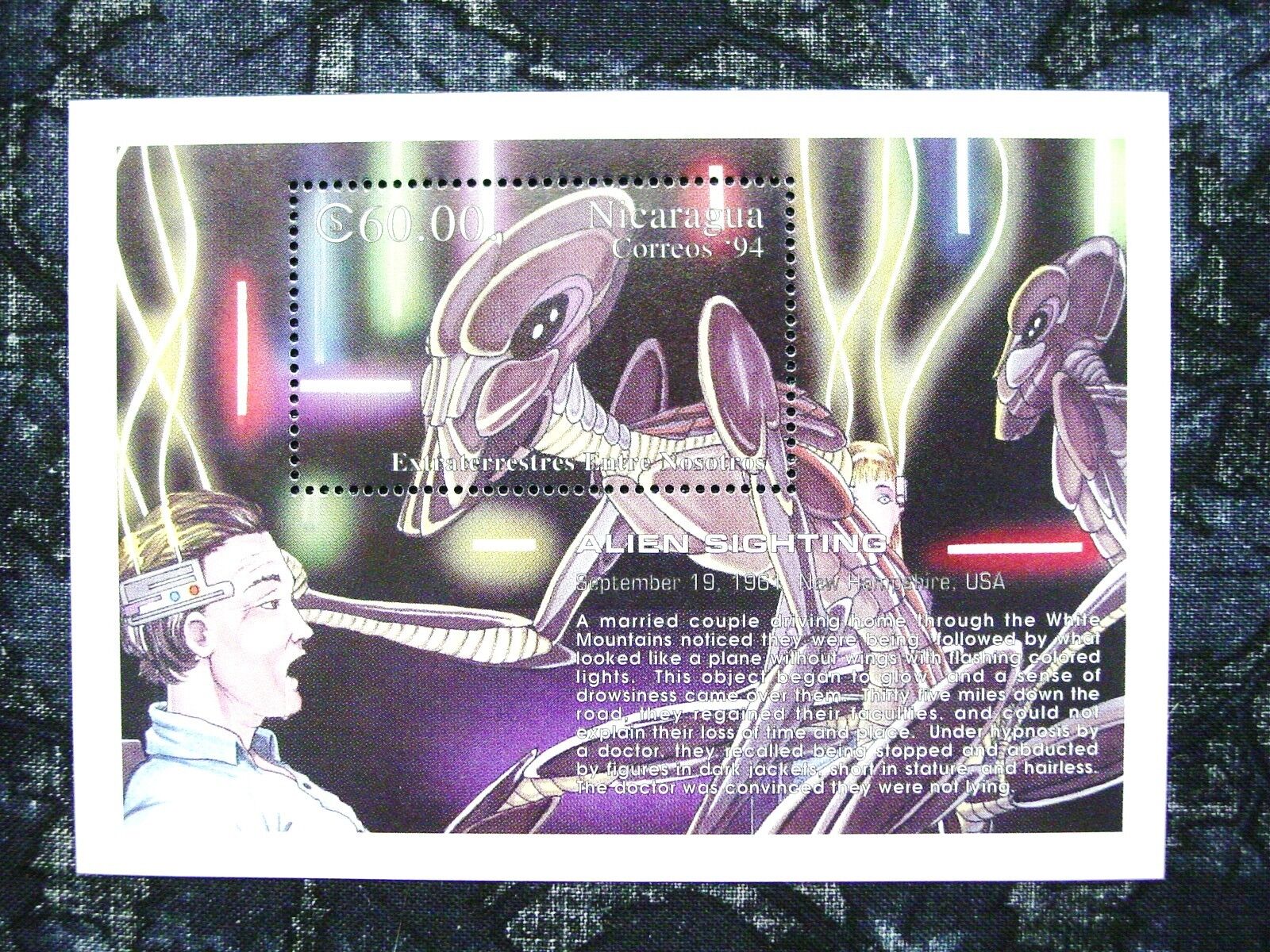 Nicaragua,  New Hampshire Souvenir Sheet, 1961 Alien Sightings, Scott 2024, MNH
