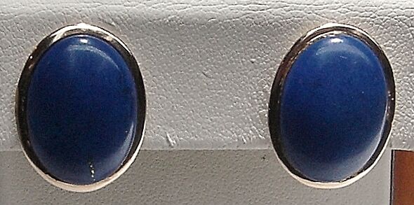 14K Yellow Gold Blue Lapis Pierced Earrings SPECTACULAR DEEP BLUE COLOR 271-U
