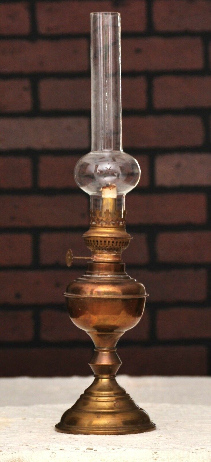 Squire Ltd Copper and Brass Oil Lamp with Chimney and Solid Brass Oil Burner