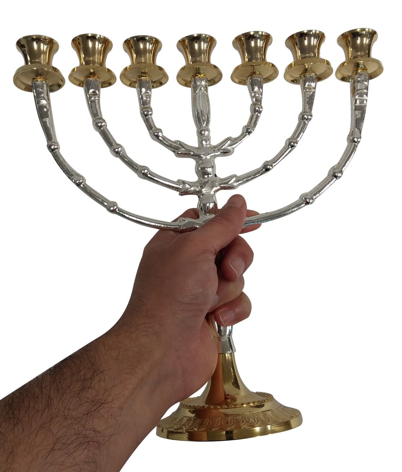 Menorah Seven Branches - Silver Plated -11 Inch Height     ***free shipping***