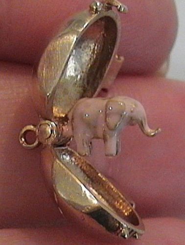 14k gold RARE vintage RUM BOTTLE charm PINK ELEPHANT 