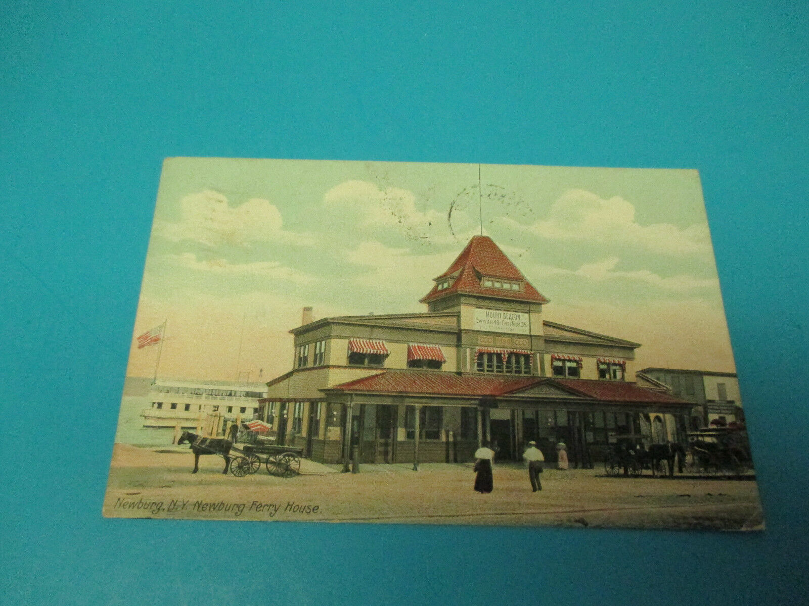Newburg Ny Ferry House 1908 Postmarked Vintage Color Postcard PC26