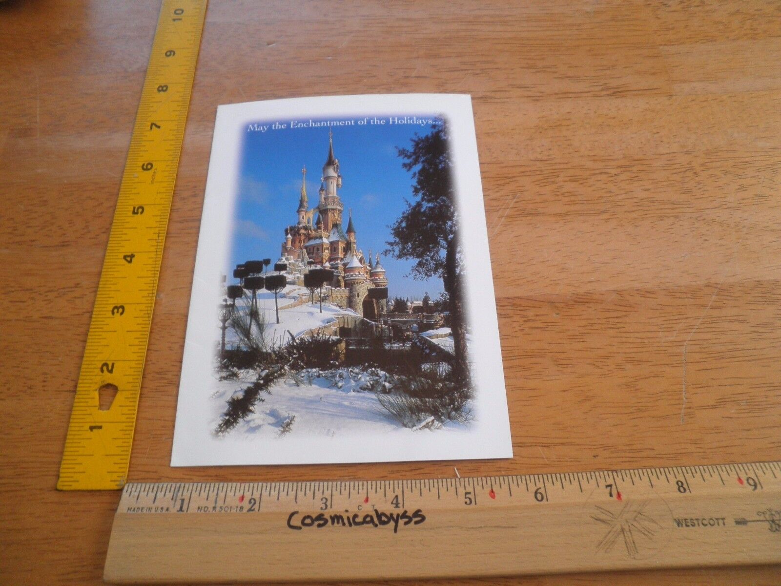 Disneyland Employees only Christmas card 1997 snowy castle