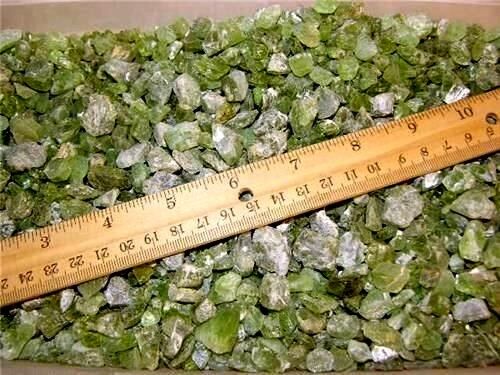 Peridot mine rough crystal mixed grade 8 to 20 MM Arizona 1/2 pound lots