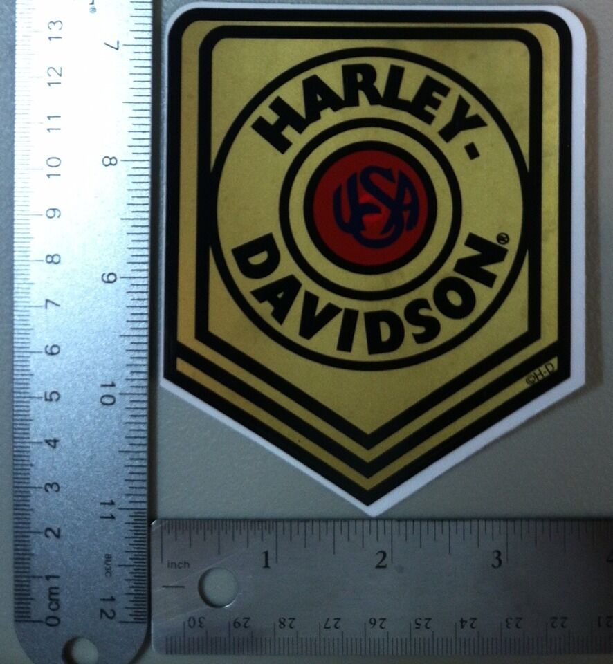 Harley-Davidson Gold Badge Logo Outside Window Sticker. Vintage Harley Sticker.