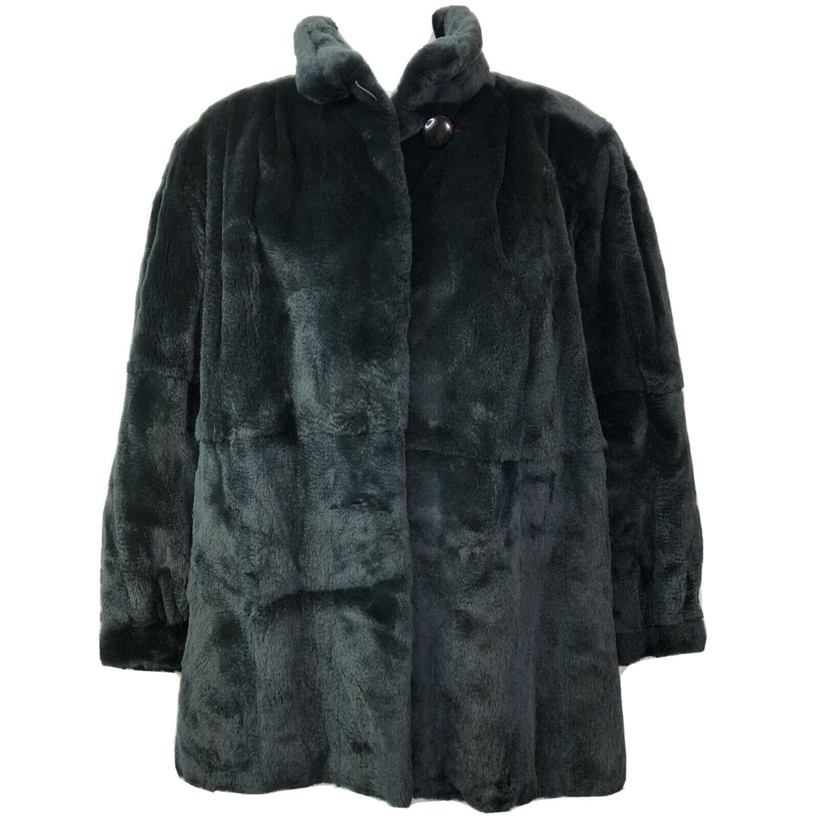 Vtg Real Fur Coat Terry L Fieck Black Mid Length Sz L 12 Soft Fully Lined Custom