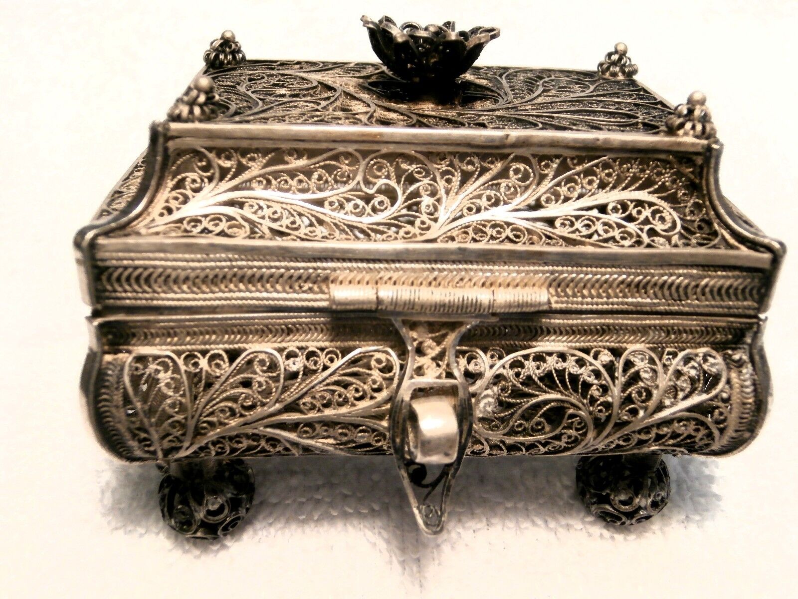 JUDAICA: 1857 MOSCOW RARE BESOMIN SPICE CONTAINER IN .9475  SILVER FILIGREE