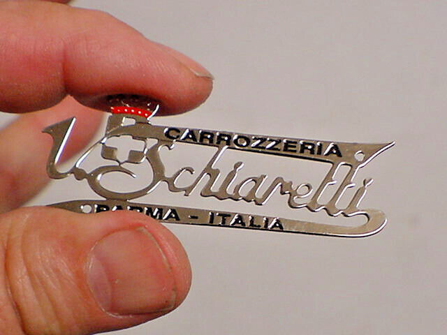 V. Schiaretti Carrozzeria Parma Italia Car Medallion Script