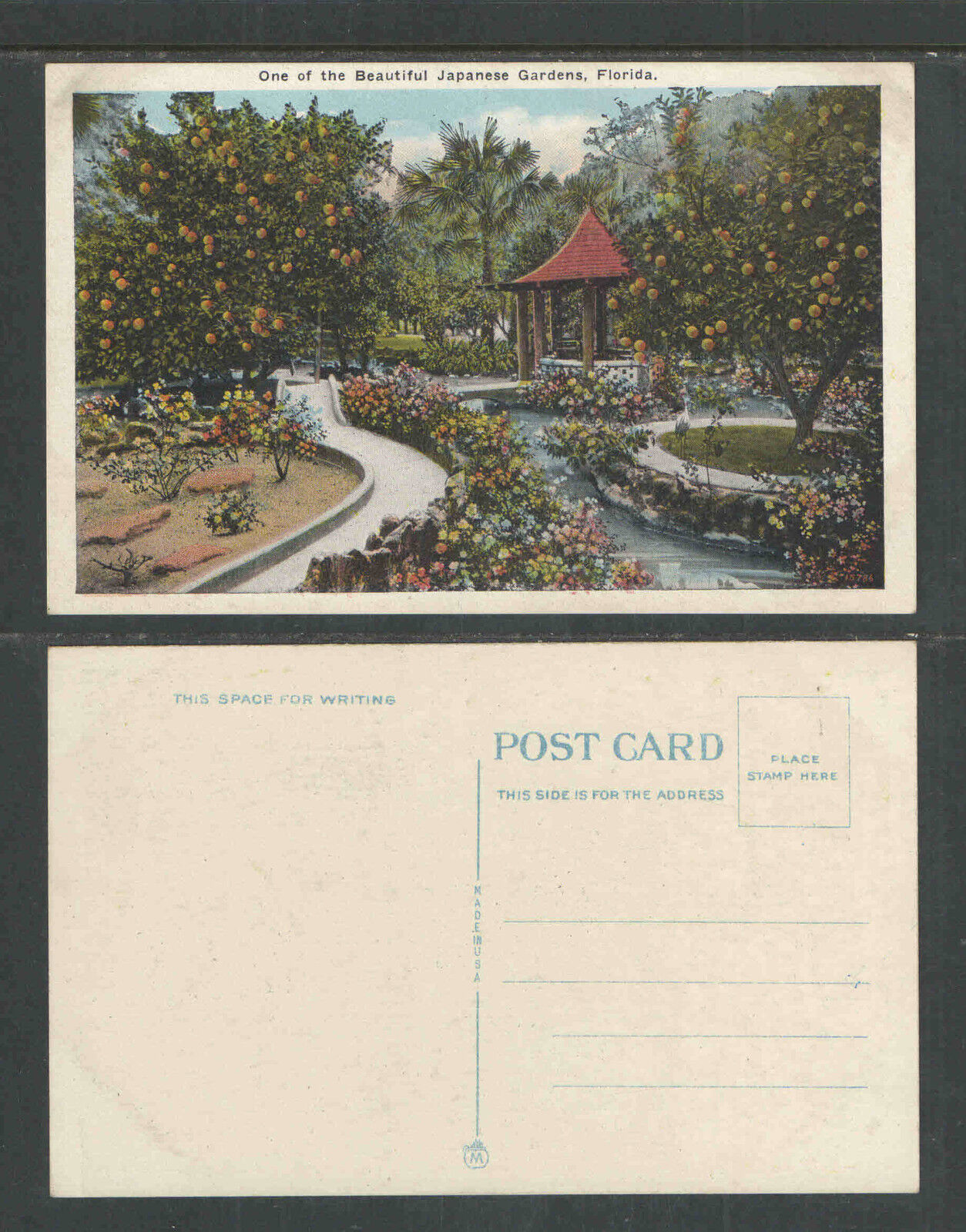 1920s ONE OF THE BEAUTIFUL JAPANESE GARDENS FLORIDA POSTCARD