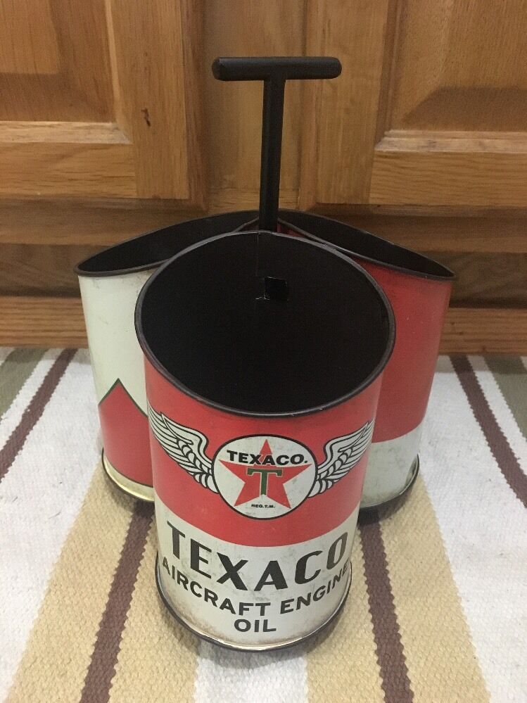 TEXACO Desk Pen Pencil Holder Metal Gas Pump Oil Vintage Style Star Aircraft