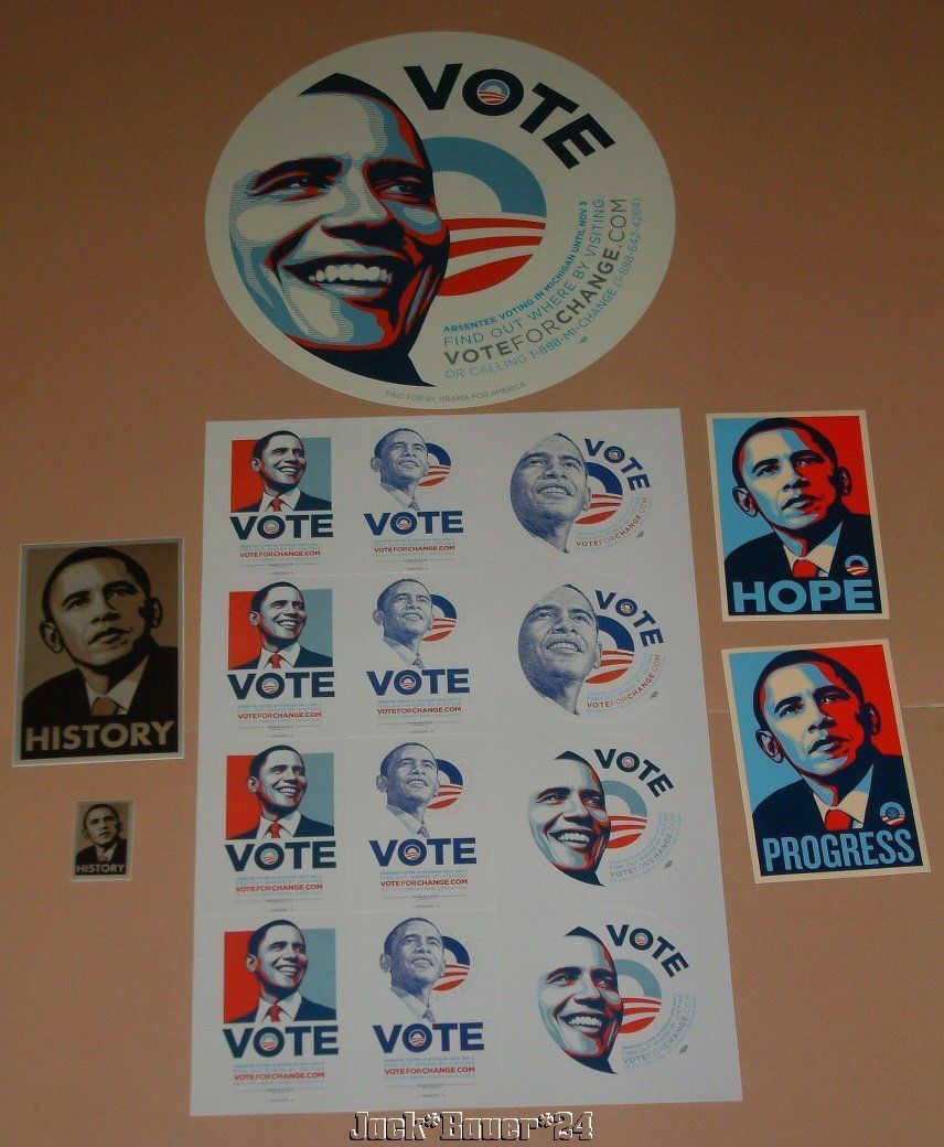 Shepard Fairey President Barack Obama Hope Progress Sticker Art Mega Pack Print