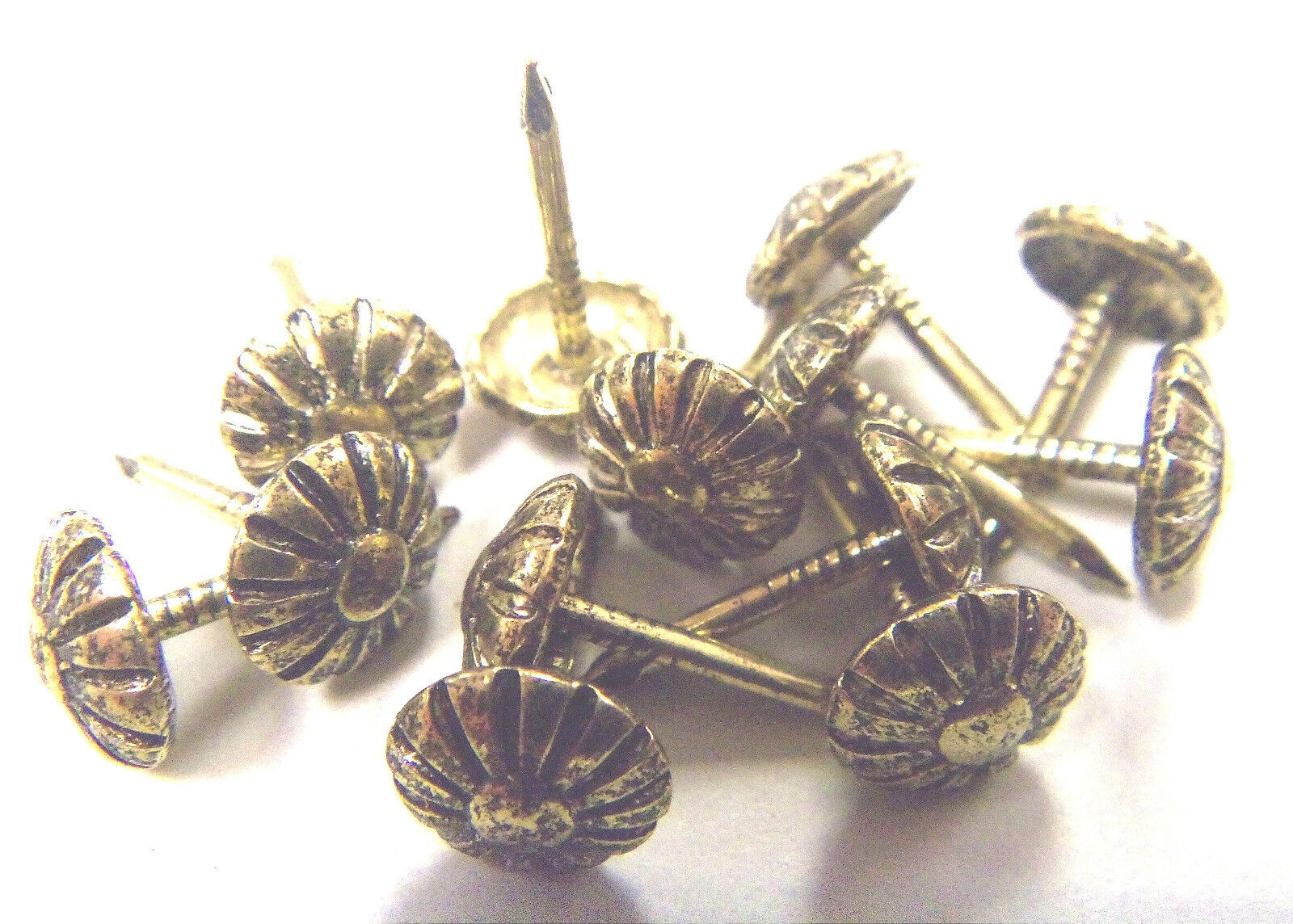 100 pcs Small Rosette Floral Head Decorative Tack Upholstery Nail  Antique Gold