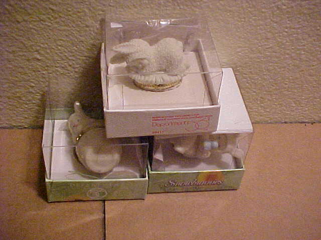 Dept 56 Snowbunnies Eye to Eye & Sunny Side Up &  Sweet Dreams Hinged Boxes New 