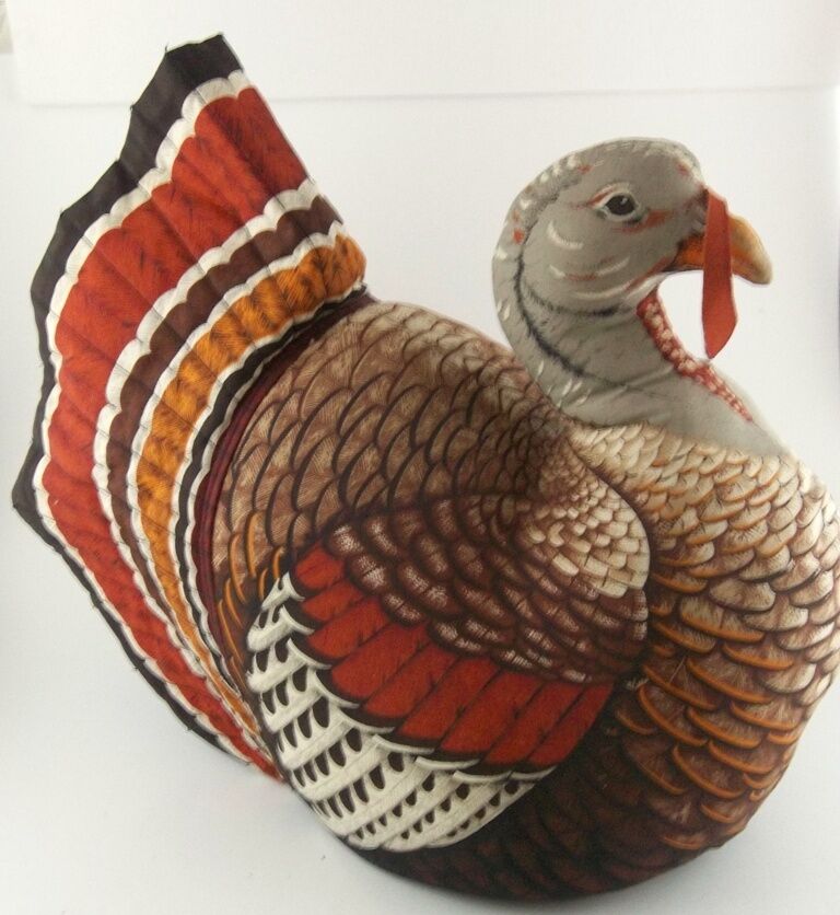 Vintage Completed TURKEY Pillow Sewn & Stuffed from Fabric Panel Thanksgiving