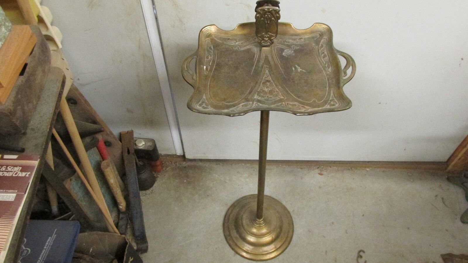 Antique Art Nouveau Brass Cast iron Smoking Stand