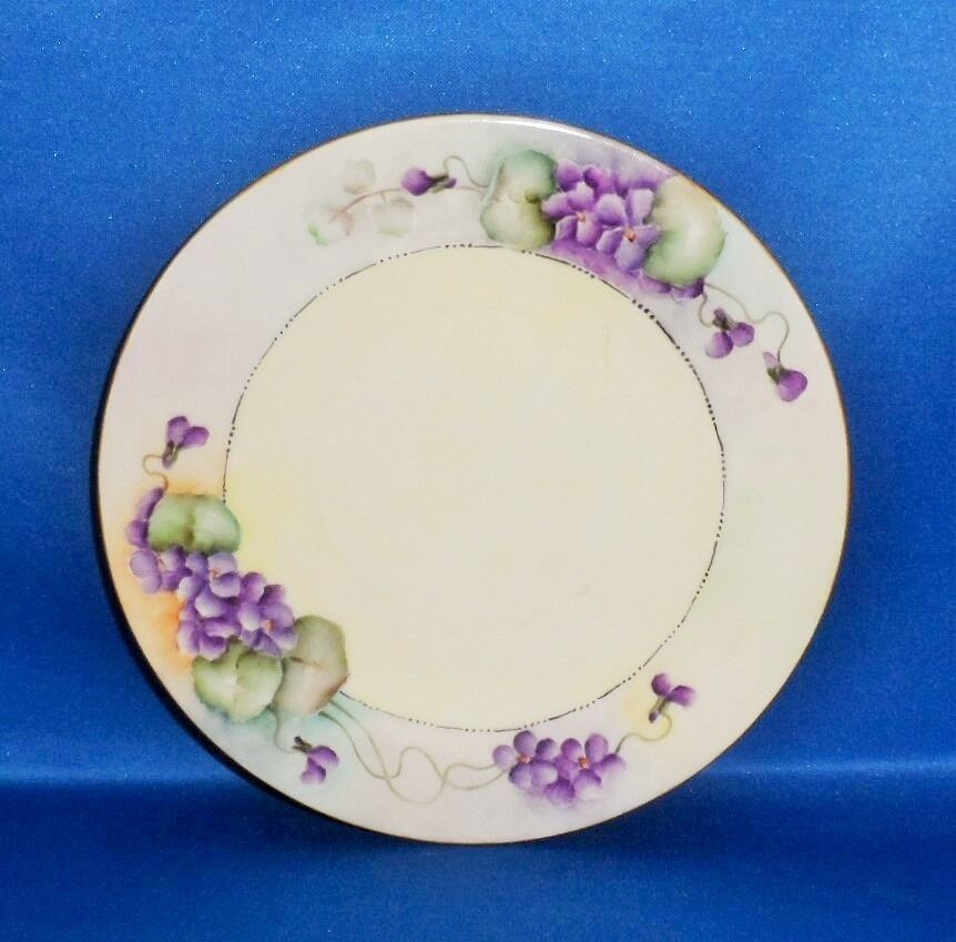 Vintage Hand Painted Collectors Plate - La Seynie Limoges P and P France Violets