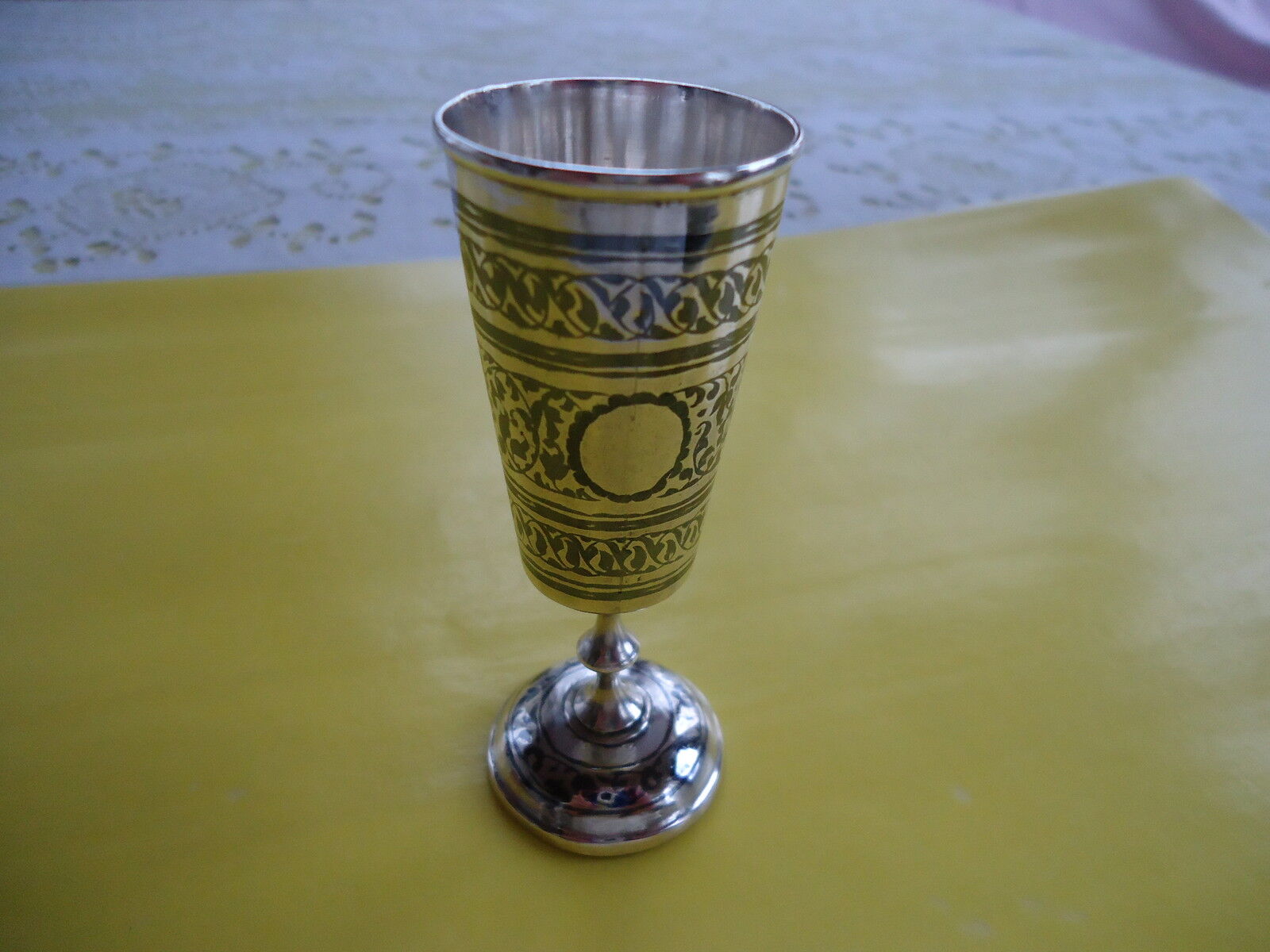 VTG ANTIQUE RUSSIAN MOSCOW IMPERIAL SOLID STERLING LIQUEUR GOBLET ONE OF A KINE