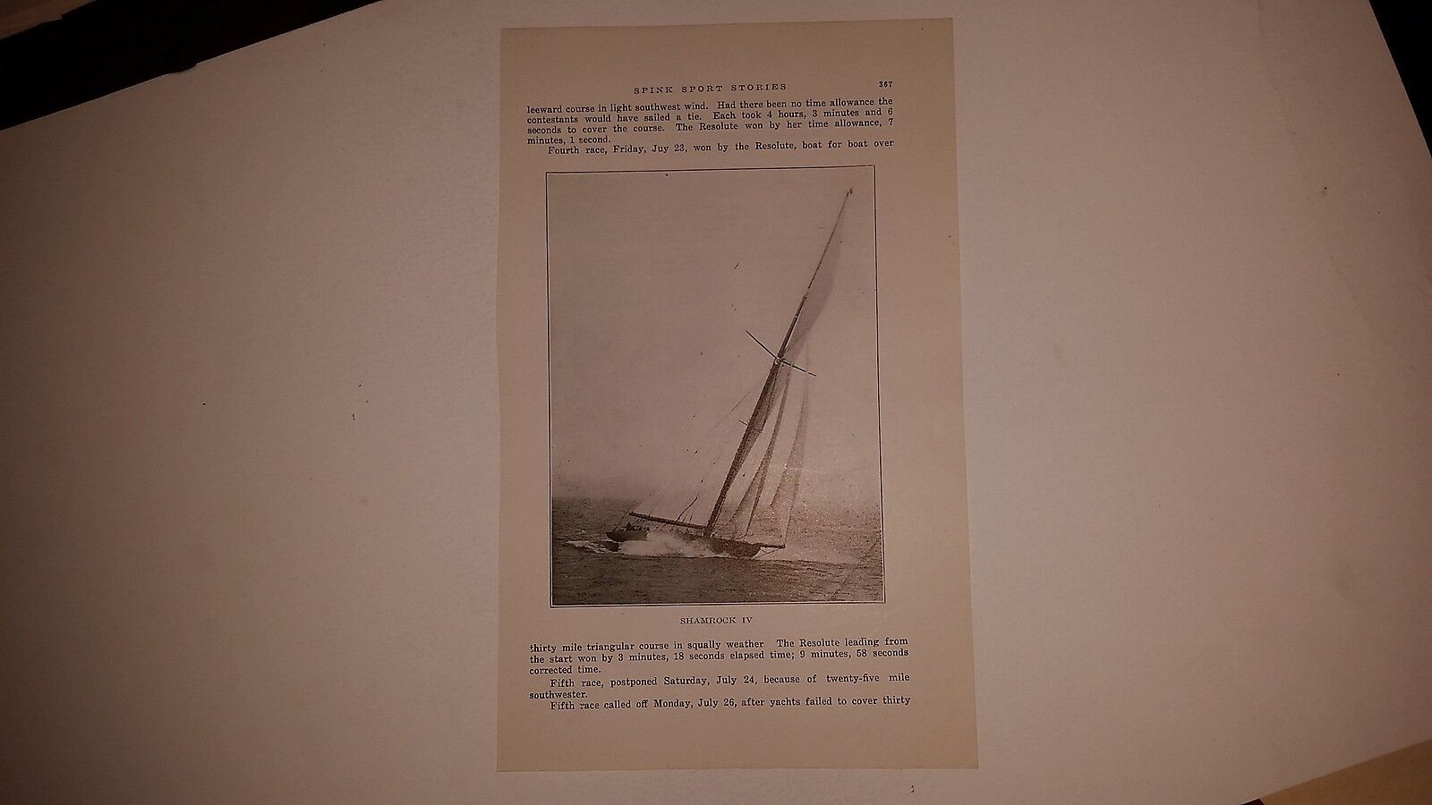 Shamrock IV Sail Boat Sailing 1921 Spink PROFILE Picture