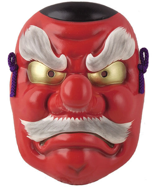 Japanese Tengu long nose Mask Omen Noh Kabuki Samurai Demon pottery small New