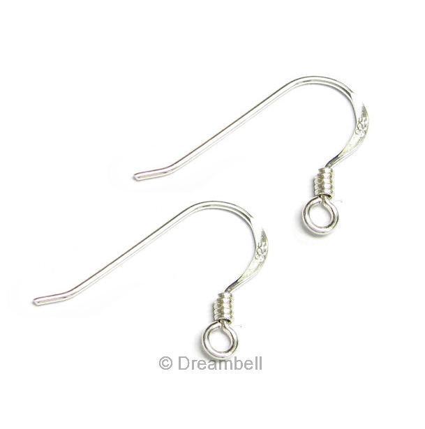 10 Sterling Silver French Hook earwires Coil Ear Wire