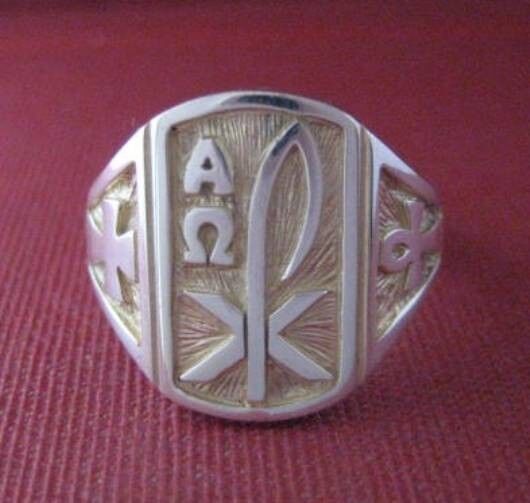 Solid silver Religious symbols ring - 23662