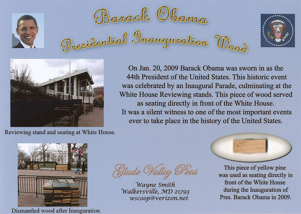 President BARACK OBAMA Authentic 1st Inauguration Wood Seat Relic  2009 Historic