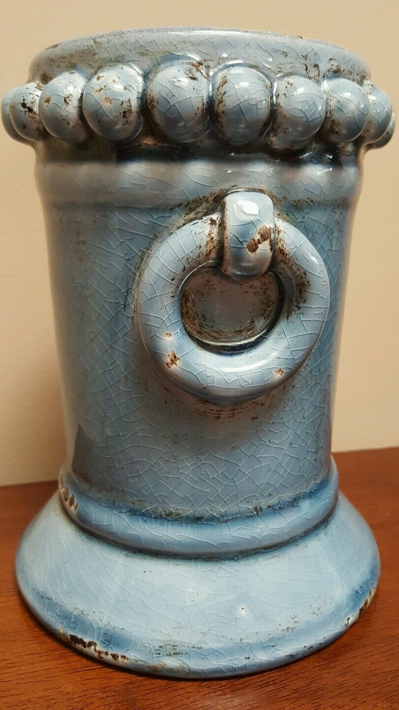 Hobby Lobby Decorative Blue Glazed Clay Pottery Vase 7.5\