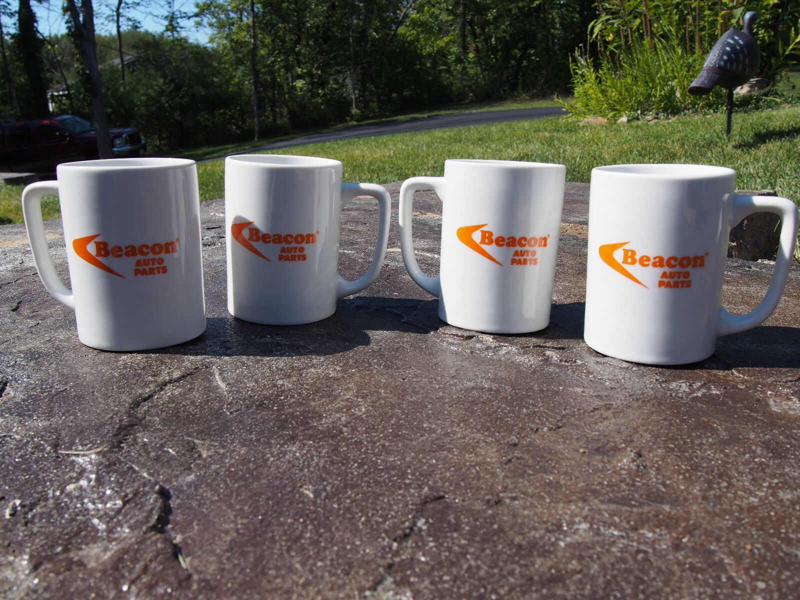 Vintage Beacon Auto Parts Coffee Mugs Cups Advertising Set of 4 New Old Stock