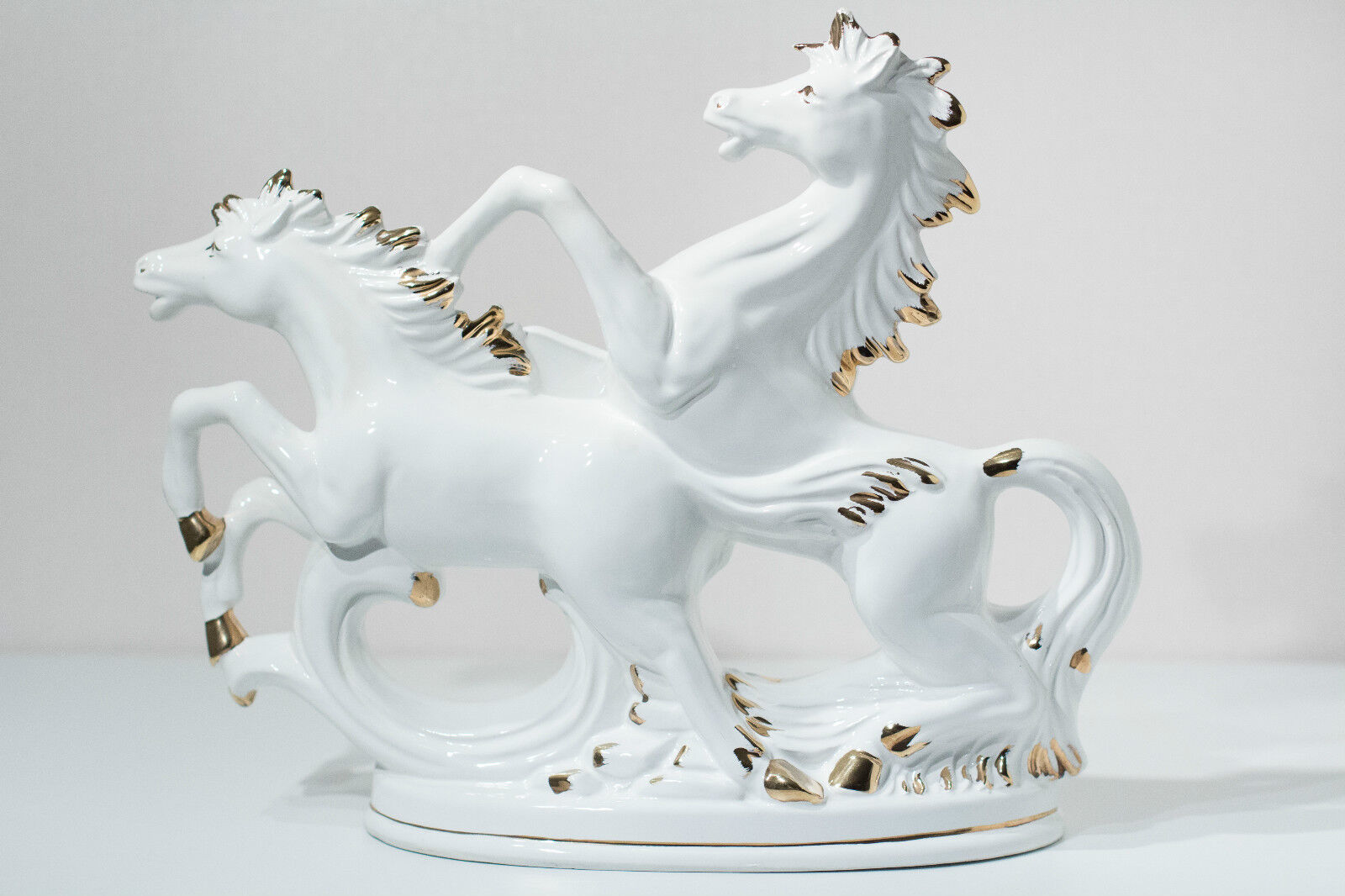 CAPODIMONTE-Italy-Antique Porcelain Figurine/Scuplture-Horses-36cm high RARE