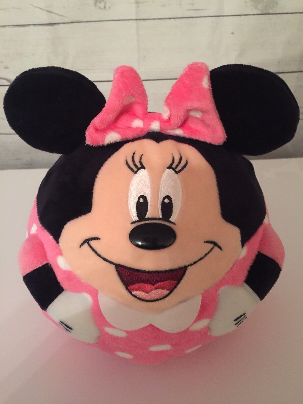 TY Minnie Mouse Beanie Ballz Large Pink With White Polka Dots 9 Inch Plush PB