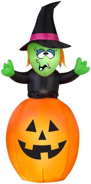 5.5\' Airblown Springing Witch in Pumpkin Halloween Inflatable