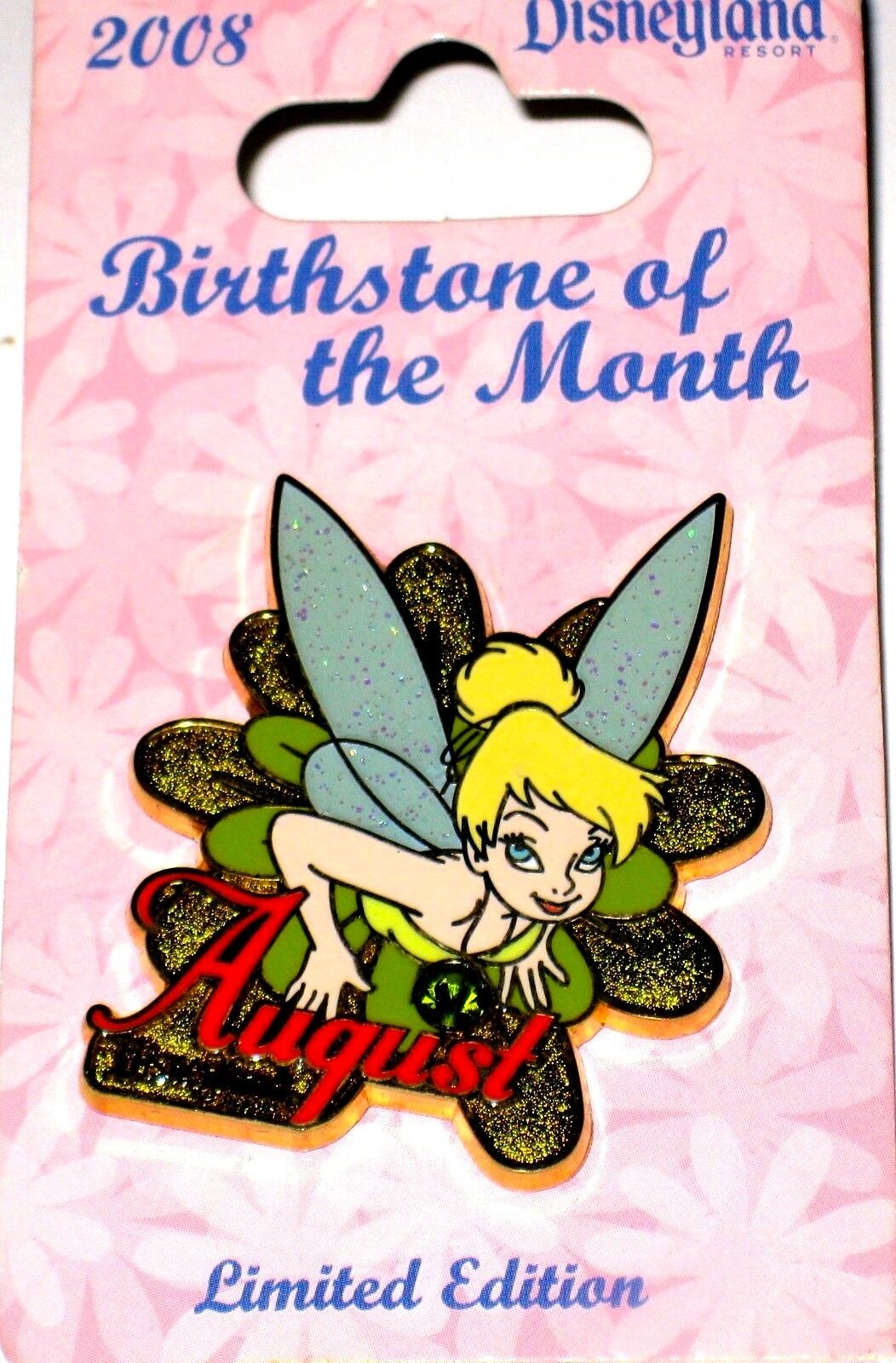 LE Disney Pin✿Tinker Bell Tink Birthstone August Birthday Peridot Birthstone NEW
