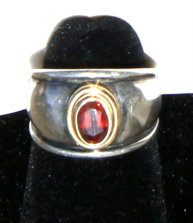 Retired James Avery Garnet Ring 18kt Gold and Sterling Silver Vintage~ Beautiful