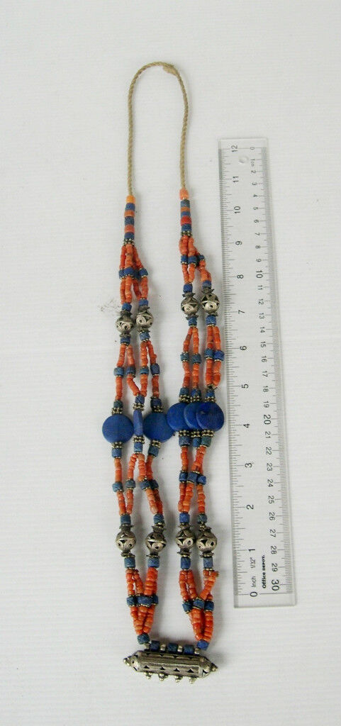 Old Afghan Silver & Lapis Lazuli Tribal Necklace
