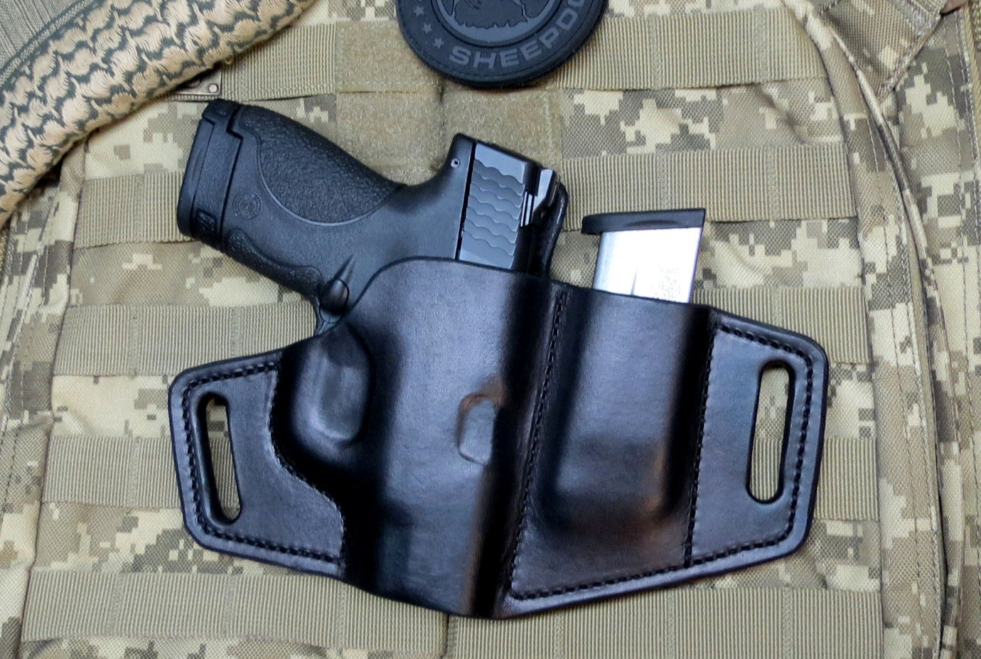 Survival Series Fits M&P Shield Holster 9mm Leather Pancake with Magazine Holder